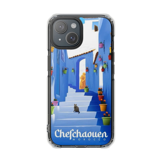 Chefchaouen Clear Impact Case - Vibrant Moroccan Design for iPhone - Nessbeauty