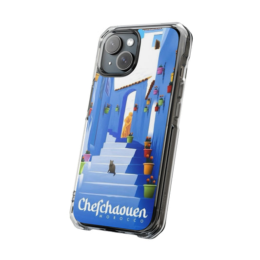 Chefchaouen Clear Impact Case - Vibrant Moroccan Design for iPhone - Nessbeauty