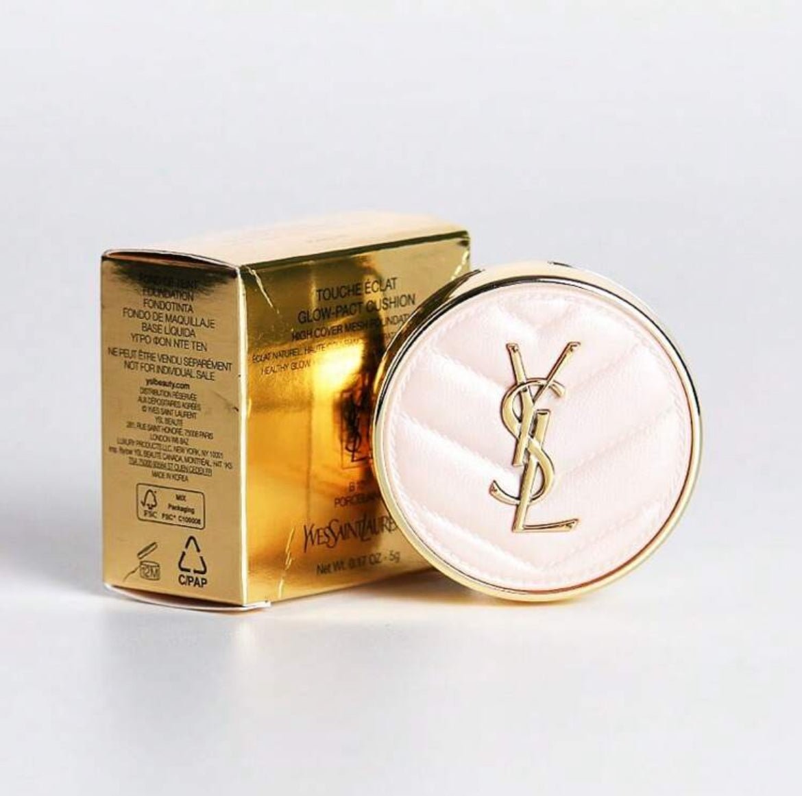 YSL YVES SAINT LAURENT TOUCHE ECLAT GLOW - PACT KUSSEN B10 5g MINI - formaat - Nessbeauty